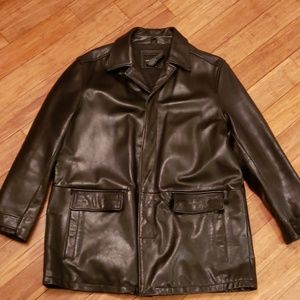 Men's Black Jones NY 3/4 Leather Coat L